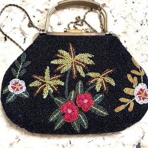 Vintage-Style Black Fully Beaded Evening Bag